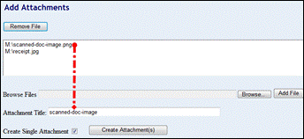 Attachment screen with two documents shown
