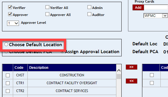 Choose Default Location radio button