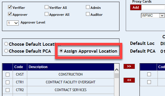 Assign Approval Location radio button
