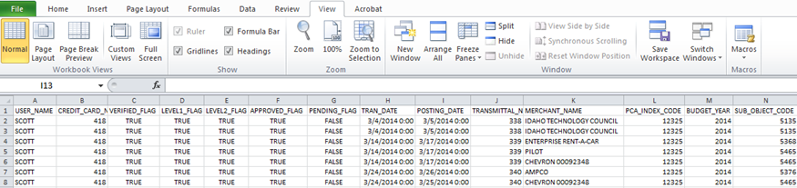 All Transactions CSV example