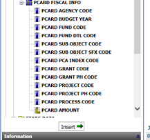 P-Card objects in Query Studio