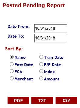 Posted Pending report criteria