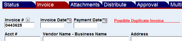 Possible Duplicate Invoice message