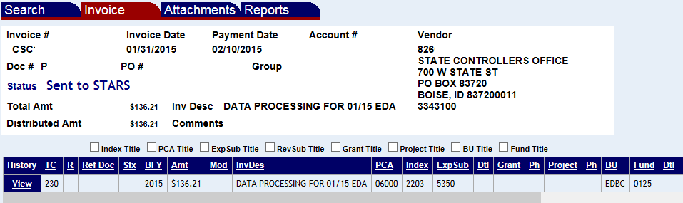 an individual invoice with transaction details