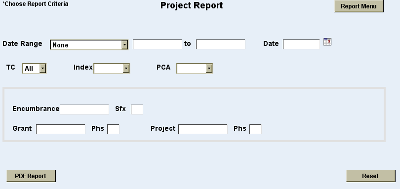 various project report criteria