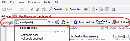 Internet explorer toolbar highlighted
