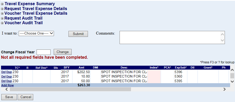 summary and detail views of a voucher