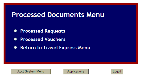 the processed documents report menu