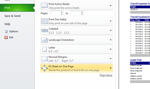 the Fit Sheet on One Page Option in the printer properties