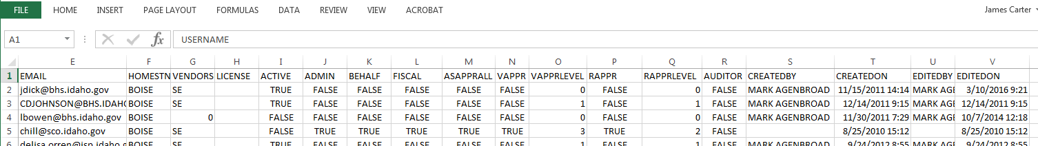 a spreadsheet report